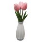 Pink Tulips in Small White Vase