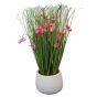Pink Flowers and Grass in Natural Pot