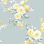 Canterbury Floral Grey & Ochre Wallpaper