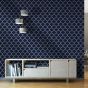 Crystal Trellis Blue & Silver Wallpaper