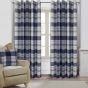 Oban Blue Ready Made Eyelet Curtains