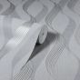 Luxe Ribbon Charcoal & Silver Wallpaper Roll