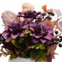 Purple Florals in White Pot