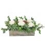 White roses and green leaves box
