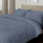 Seersucker Denim Blue Cotton Mix Duvet Cover Set