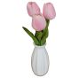 Pink Tulips in White Vase 