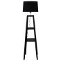 Wood Shelf Black Floor Lamp