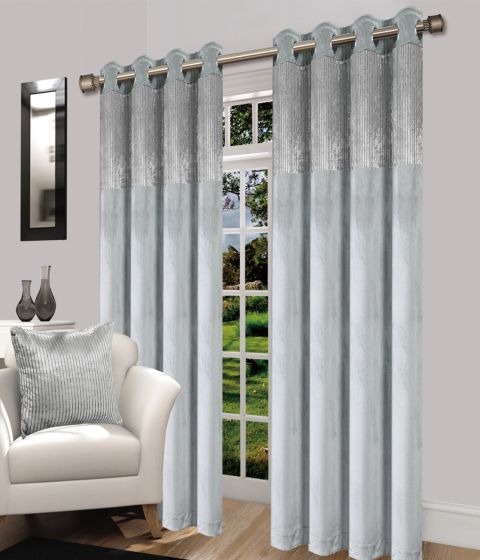 Hollywood Silver Ready Made Eyelet Curtains