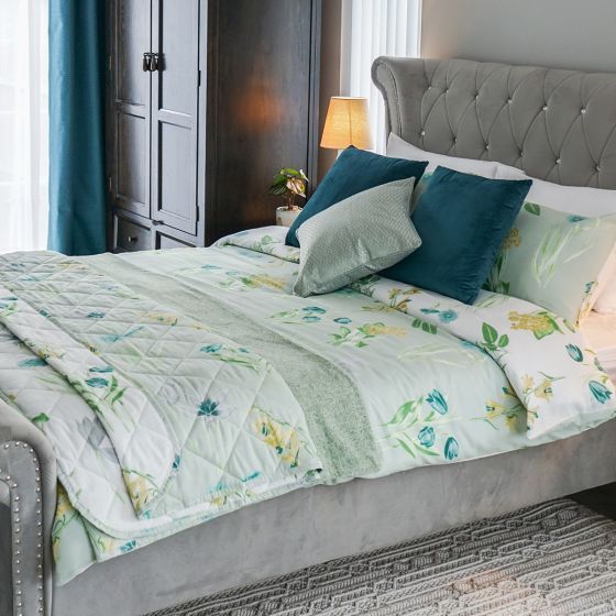 Anneka Green Cotton Rich Duvet Set