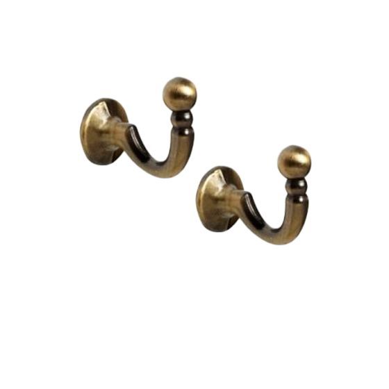 Antique Brass Ball Hook Pair