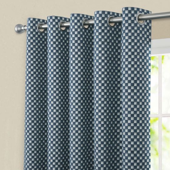 Avignon Blue Ready Made Eyelet Curtains