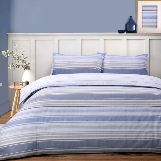 Causeway Blue Cotton Rich Duvet Cover Set