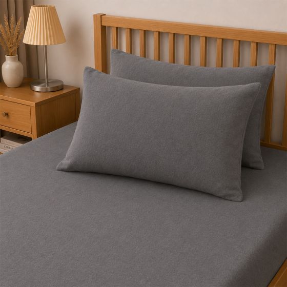 Flannelette Charcoal Pillowcase Pair