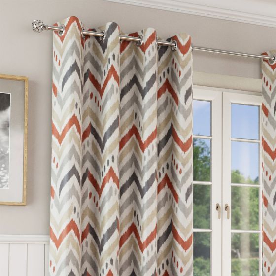 Chevron Rust Blackout Ready Made Curtains