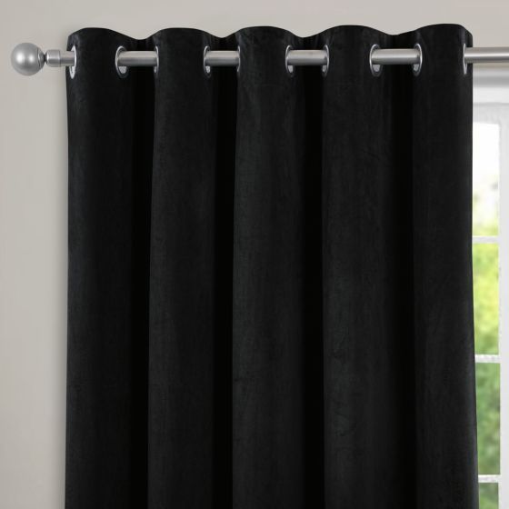 Countess Black Blackout Ready Made Eyelet Curtains