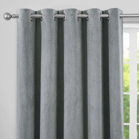Countess Silver Blackout Ready Made Eyelet Curtains