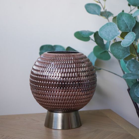 Amber Glass Battery Powered Table Lamp