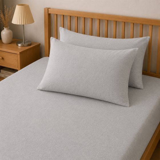 Flannelette Grey Pillowcase Pair