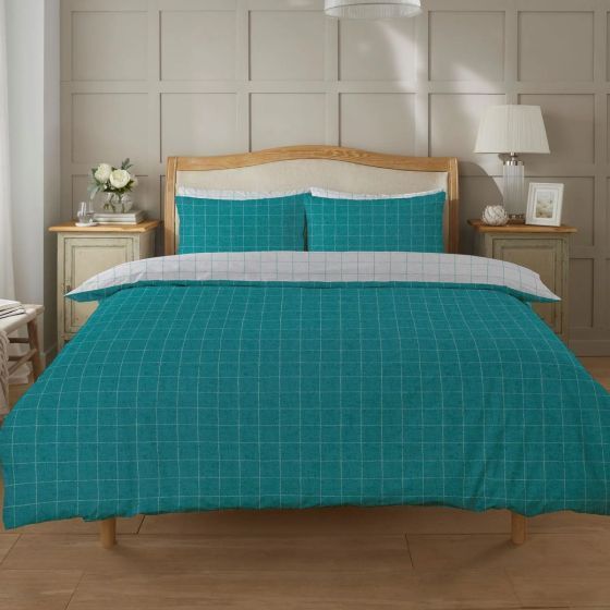 Fletcher Teal Cotton Mix Duvet Cover Set