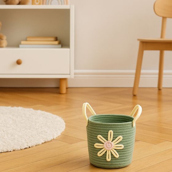 Green Floral Storage Basket