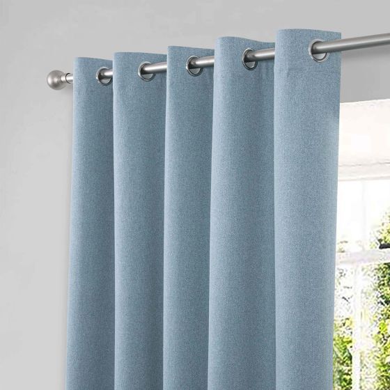 Gemini Blue Blackout Ready Made Eyelet Curtains