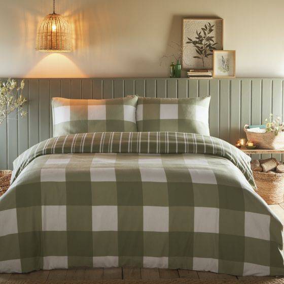 Glenmore Sage Flannelette Duvet Cover Set