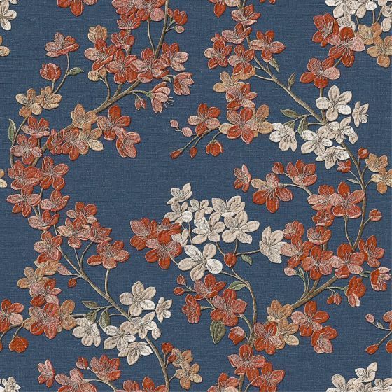 Grace Blue and Copper Wallpaper Roll