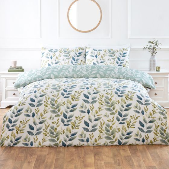 Hallie Green Cotton Mix Duvet Cover Set