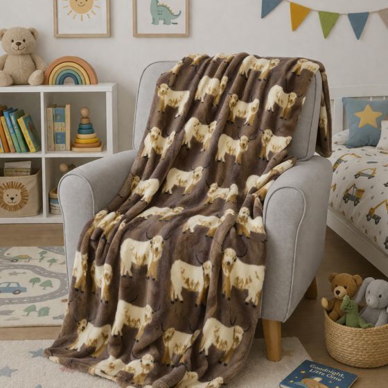 Highland Cow Mocha Throw