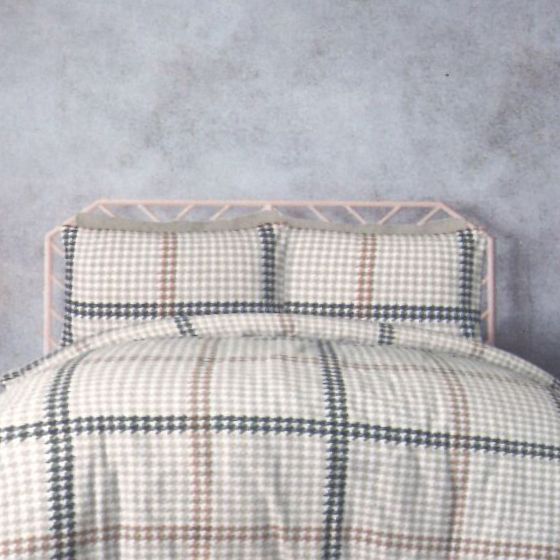 Houndstooth Natural Flannelette Duvet Cover Set