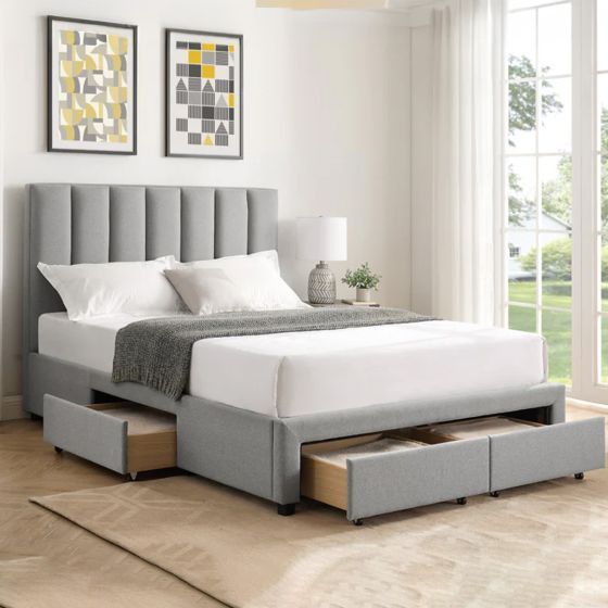 Hove Grey Bed Frame With Drawers