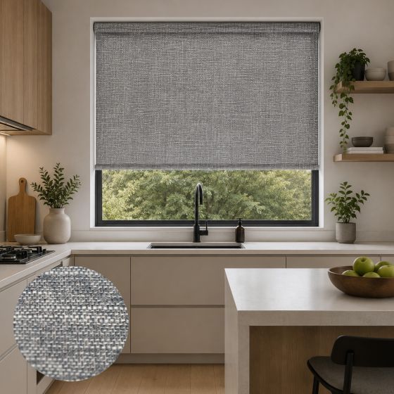 Jute Charcoal Blackout Roller Blind