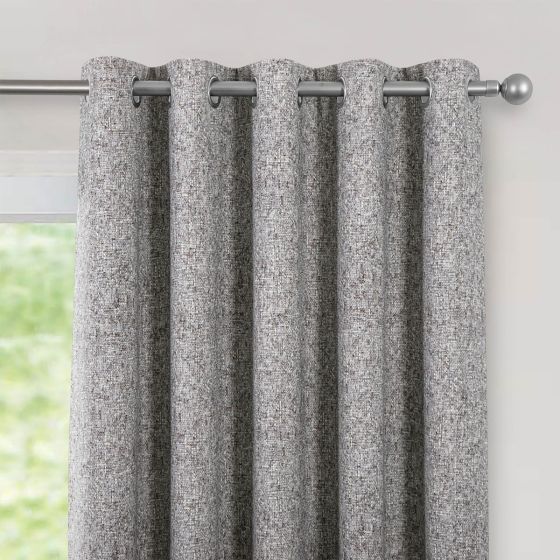 Linton Grey Blackout Ready Made Eyelet Curtains