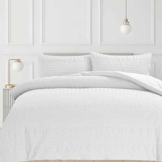 Paloma Quilted White Duvet Cover Set