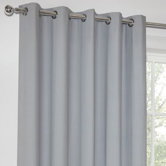 Paros Silver Blackout Ready Made Eyelet Curtains
