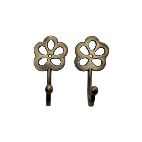 Petal Antique Brass Hook Pair