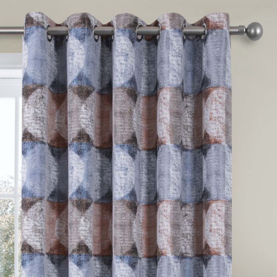 Rondo Terracotta Ready Made Eyelet Curtain