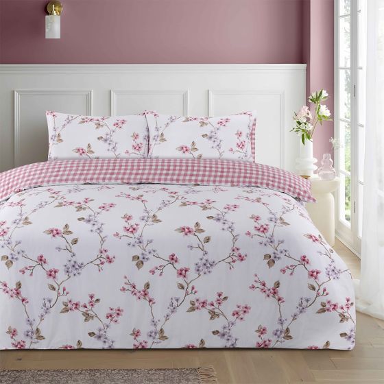 Rosanne Pink Cotton Mix Duvet Cover Set