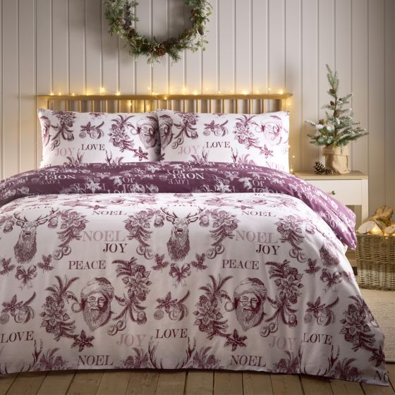 Santa Joy Plum Cotton Mix Duvet Set