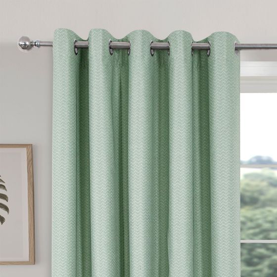 Serene Green Blackout Ready Made Eyelet Curtains