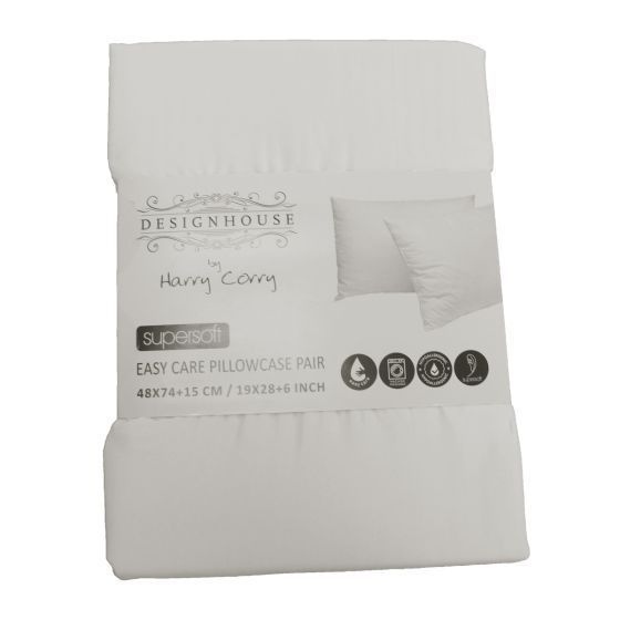 Supersoft Easy Care White Brushed Polyester Pillow Case