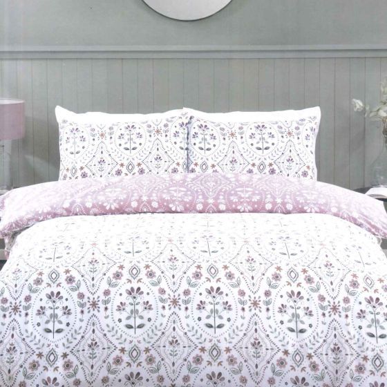 Tangiers Mauve and Olive Cotton Mix Duvet Set