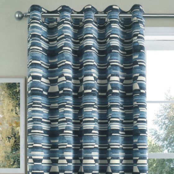 Utah Blue Blackout Ready Made Eyelet Curtains