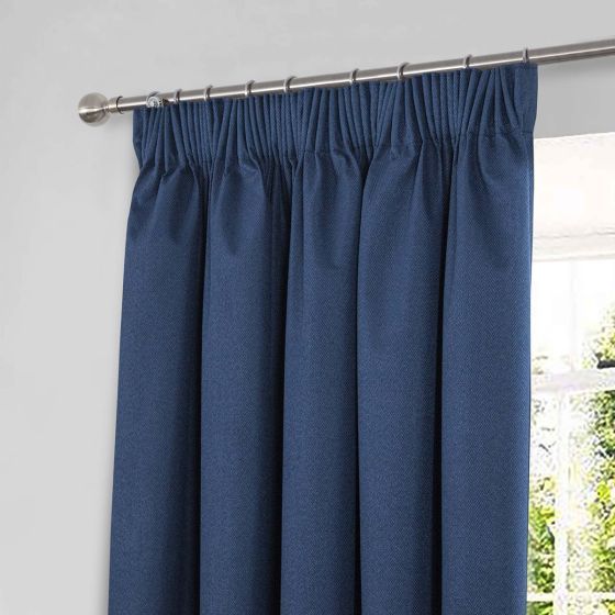 Venus Navy Blackout Ready Made Pencil Pleat Curtains