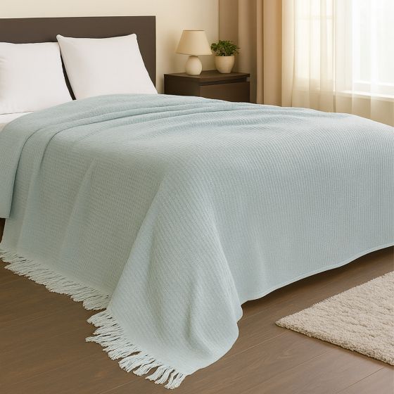 Waffle Blue Throw 220x240cm