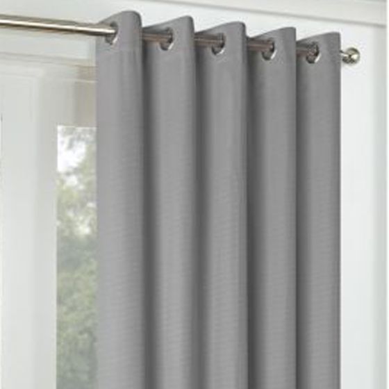 Zurich Silver Blackout Ready Made Eyelet Curtains