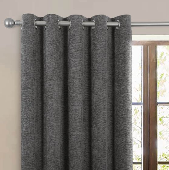 Kelso Grey Thermal Ready Made Eyelet Curtains