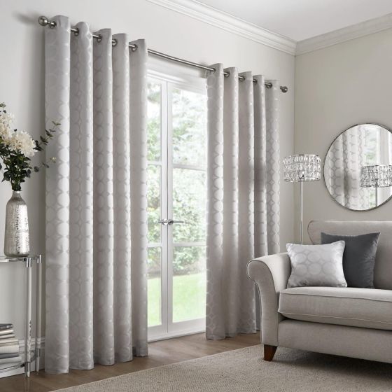 Cassina Silver Ready Made Eyelet Curtains