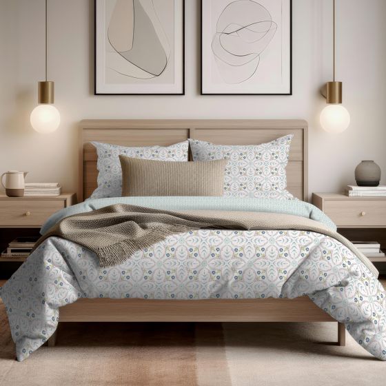 Agadir Green Cotton Mix Duvet Cover Set
