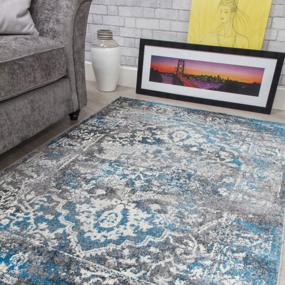 Antika Medallion Teal Rug